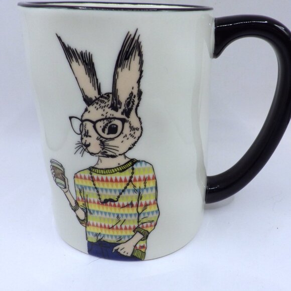 COPY - Signature Coffee Mug/ Anthropomorphic Rabbit & Glasses/Cell Phone - Picture 3 of 6